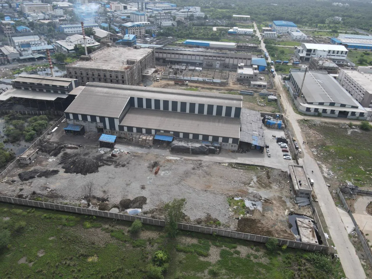 Aerial view of the plant and the surrounding plot